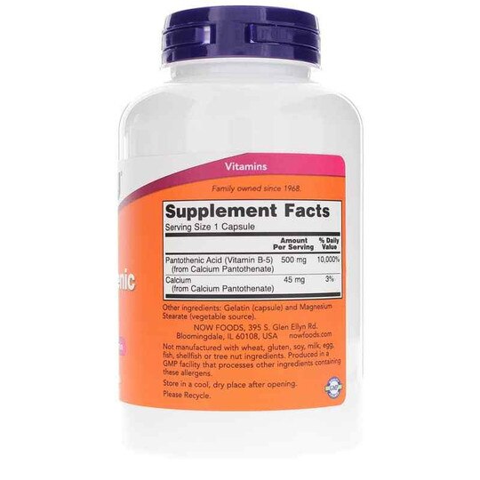 Pantothenic Acid 500 Mg, NOW